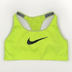 Nike Dri-Fit Neon Yellow Sports Bra Small Racerback Running Training Swoosh Logo